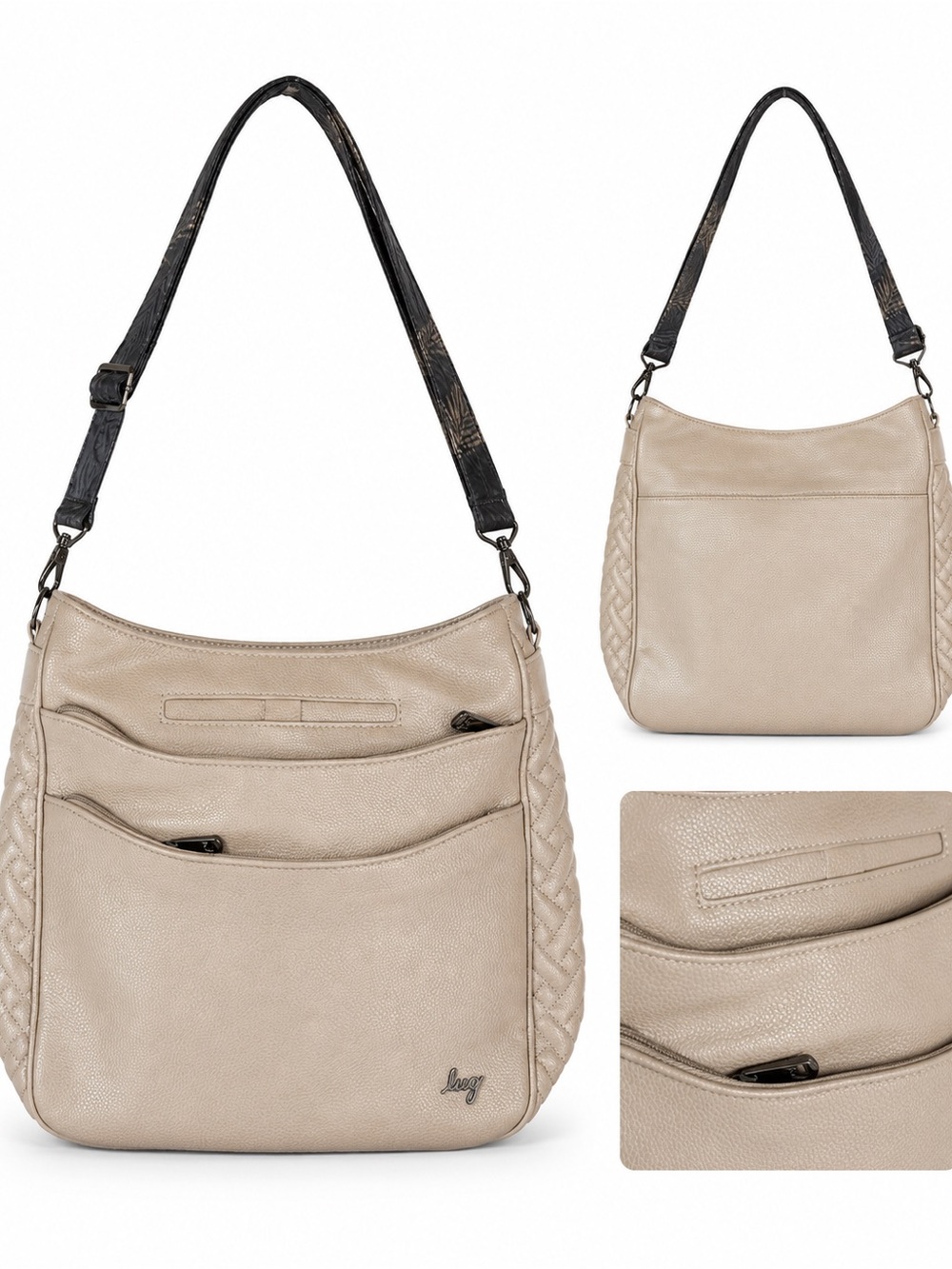 Lug Cable Car Crossbody Shoulder Bag Taupe Beige Organizer Purse